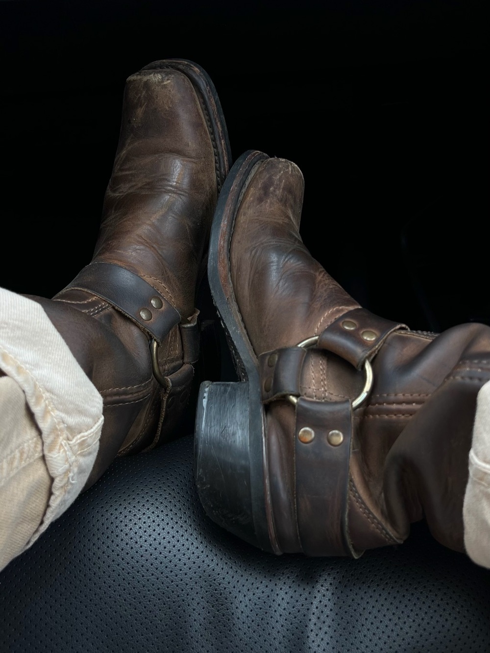 Frye Brown Leather Harness Boots